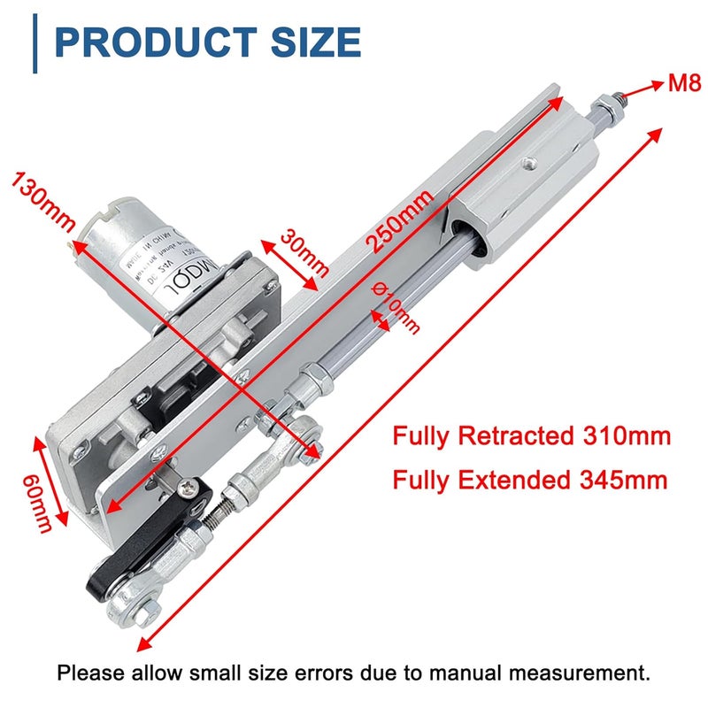JQDML Store محرك خطي متذبذب DC 24V 120RPM سكتة 2cm-8cm قابل للتعديل مع محرك تلسكوبي ووحدة تحكم في السرعة (24V80mm120rpm) - Image 2